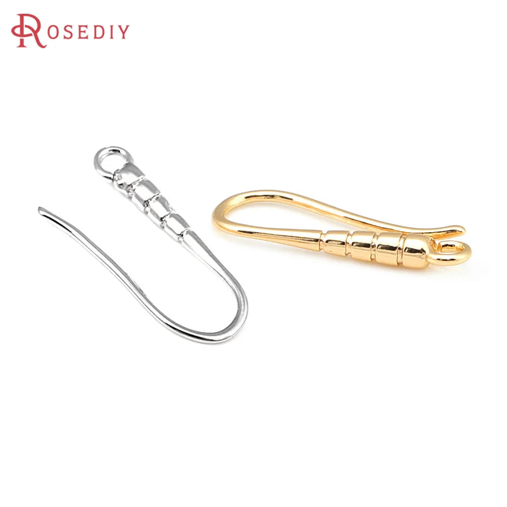 10PCS 19.5x7MM 18K Gold Color Brass Earrings Hooks High Quality Jewelry Earrings Making Supplies Diy Findings Accessories